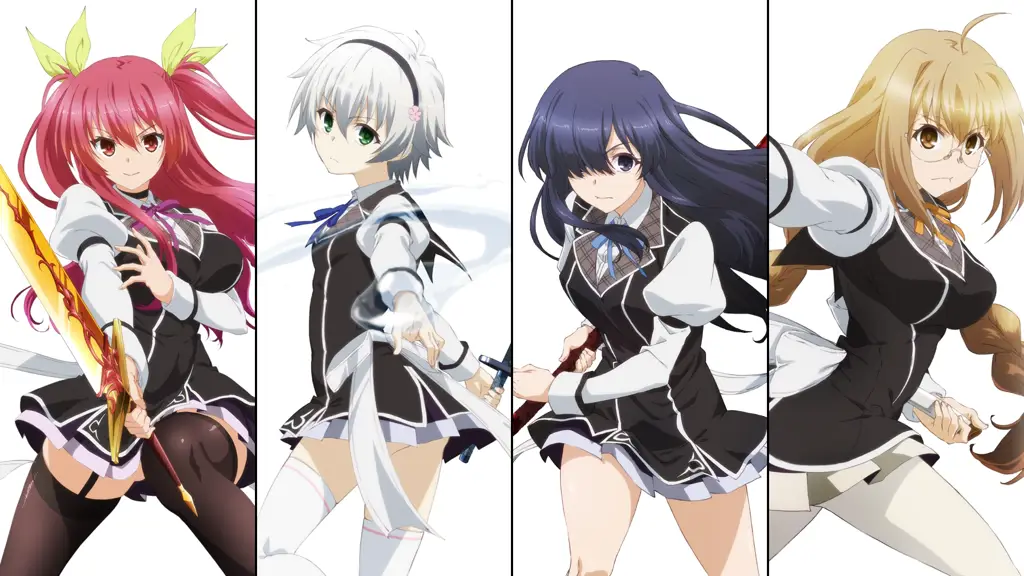 Gambar para karakter dalam anime Rakudai Kishi no Cavalry