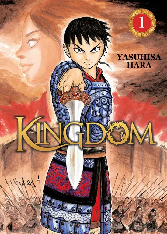 Gambar yang menampilkan karakter-karakter utama dalam manga Kingdom