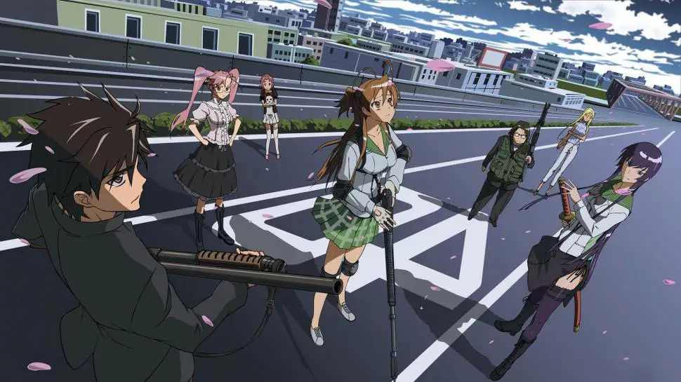 Ilustrasi karakter-karakter utama dalam Highschool of the Dead