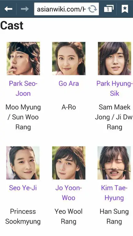 Karakter-karakter dalam drama Korea Hwarang