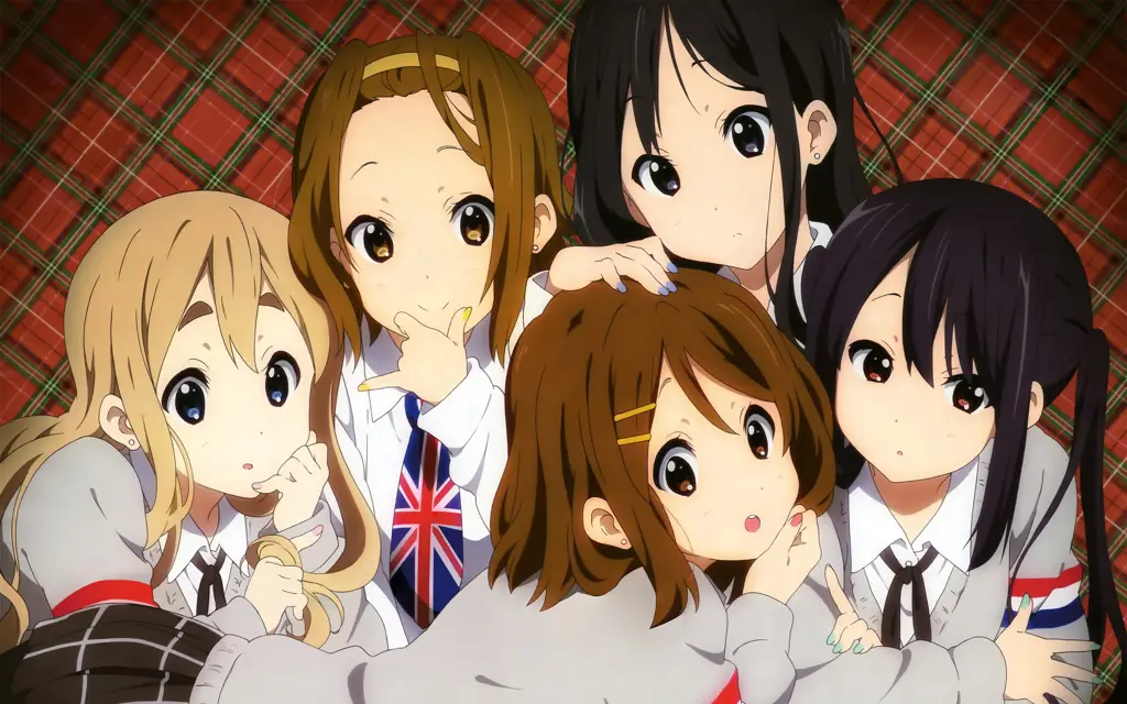 Gambar para karakter utama dalam anime K-On!