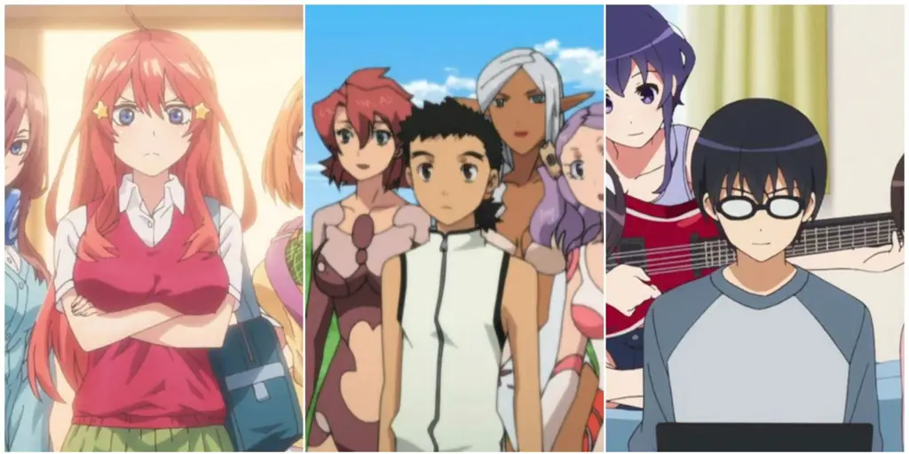 Ilustrasi berbagai karakter wanita dalam anime genre harem