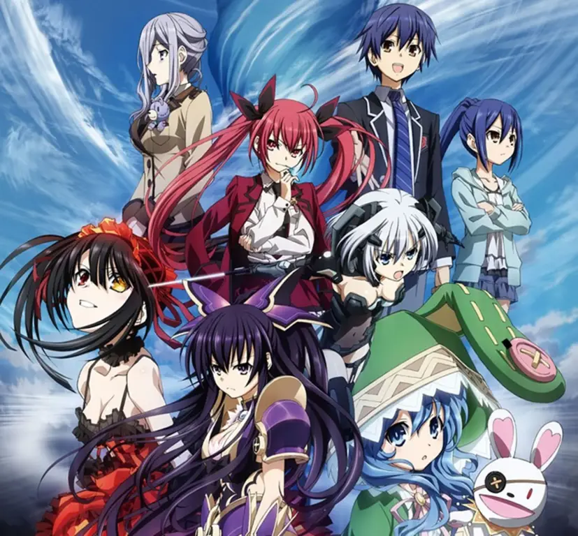 Karakter-karakter wanita yang beragam dalam anime romance harem Ilustrasi berbagai karakter wanita dalam anime romance harem
