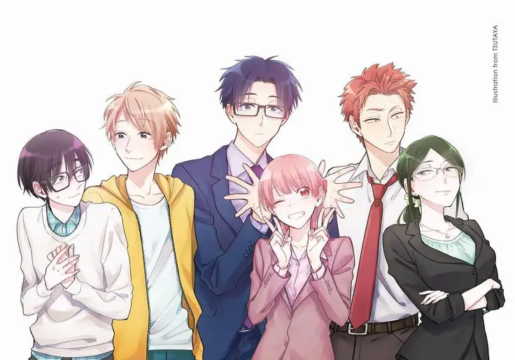 Gambar karakter-karakter utama dalam anime Wotakoi