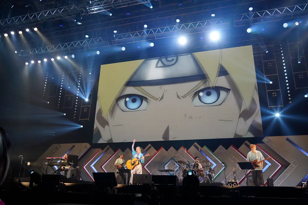 Gambar karakter Naruto mendengarkan musik bersama