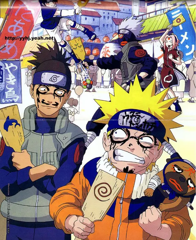 Gambar karakter Naruto menonton anime bersama