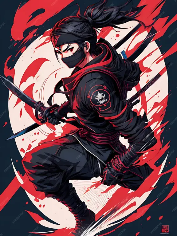 Ilustrasi karakter ninja dalam anime