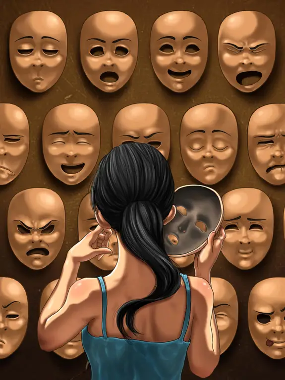 Karakter protagonis yang terpecah Ilustrasi karakter dengan kepribadian ganda