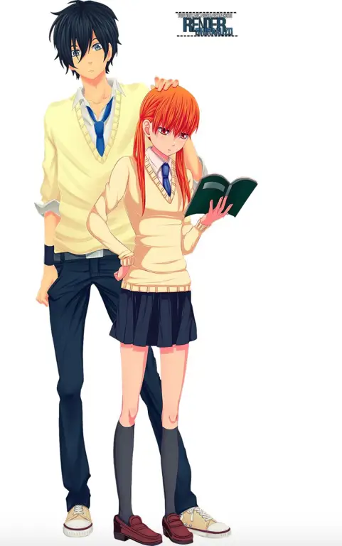 Gambar Haru dan Shizuku dari anime My Little Monster