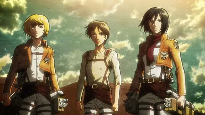 Gambar para karakter utama di Attack on Titan Season 1