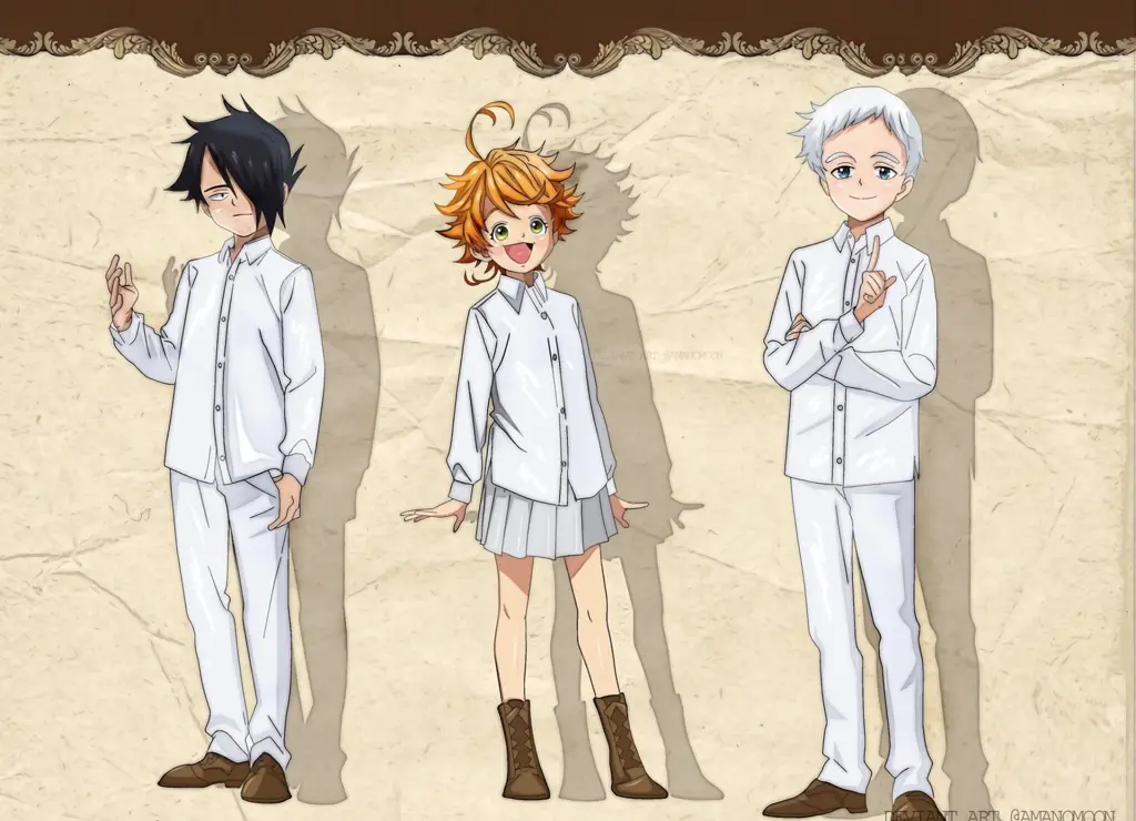 Karakter Utama di The Promised Neverland Gambar karakter anime di The Promised Neverland