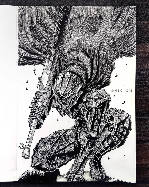 Ilustrasi karakter Guts dari anime Berserk