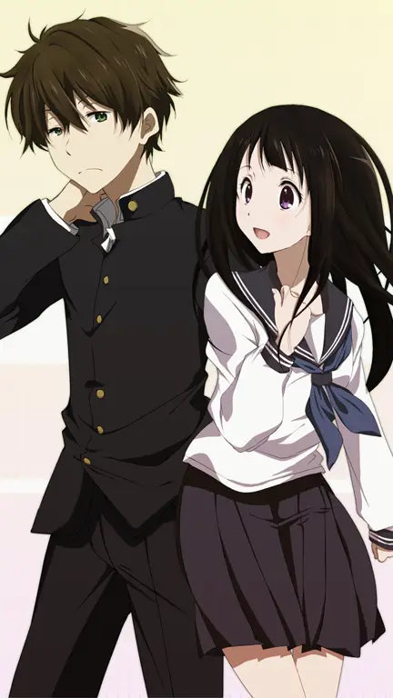 Gambar karakter-karakter utama Hyouka anime