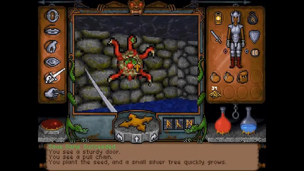 Karakter utama menjelajahi dungeon Ilustrasi karakter dalam game dungeon crawler