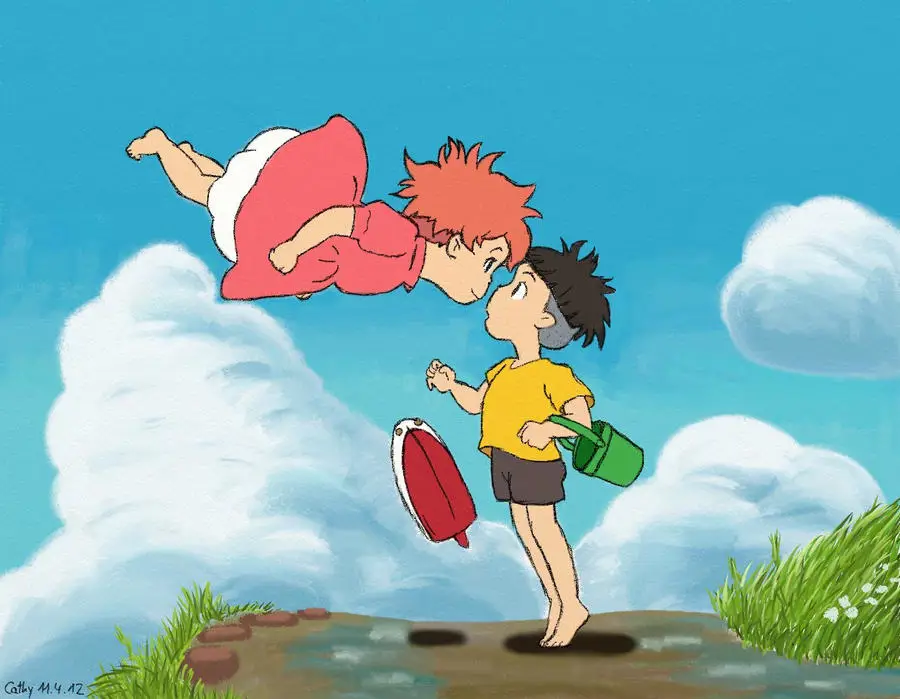 Ponyo dan Sosuke, karakter utama dalam film animasi Ponyo.