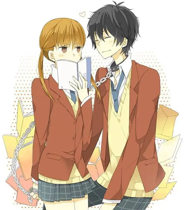 Ilustrasi Shizuku dan Haru dari anime Tonari no Kaibutsu-kun