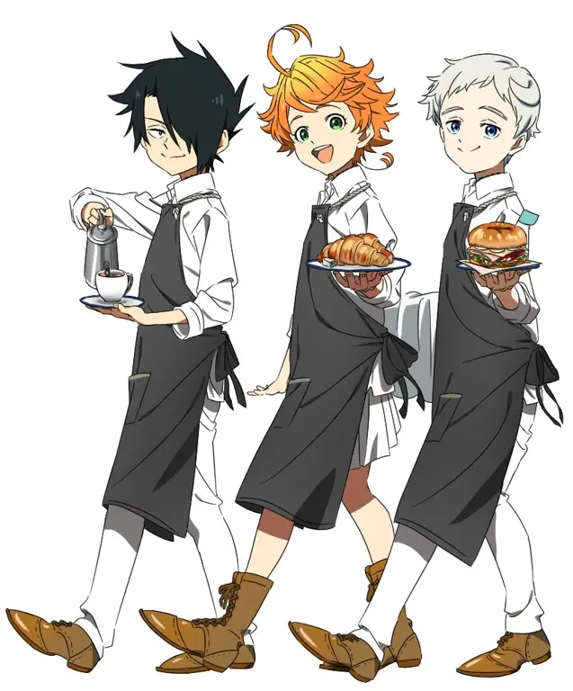 Gambar Emma, Norman, dan Ray dari Yakusoku no Neverland