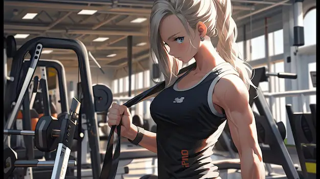 Gambar karakter wanita yang bugar dan sehat dari anime Dumbbell Nan Kilo Moteru?