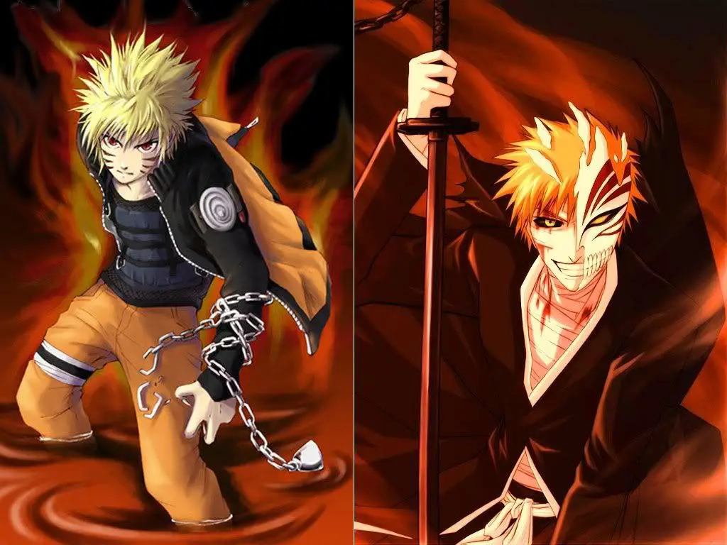 Gambar karya penggemar yang membandingkan Bleach dan Naruto