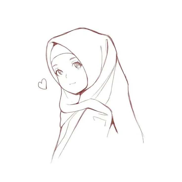 Karya seni anime wanita berhijab