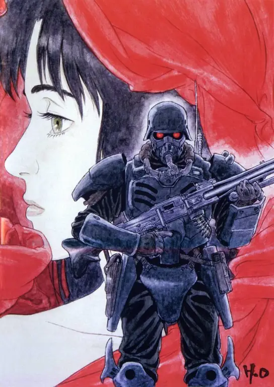 Ilustrasi karya seni anime Jin Roh The Wolf Brigade