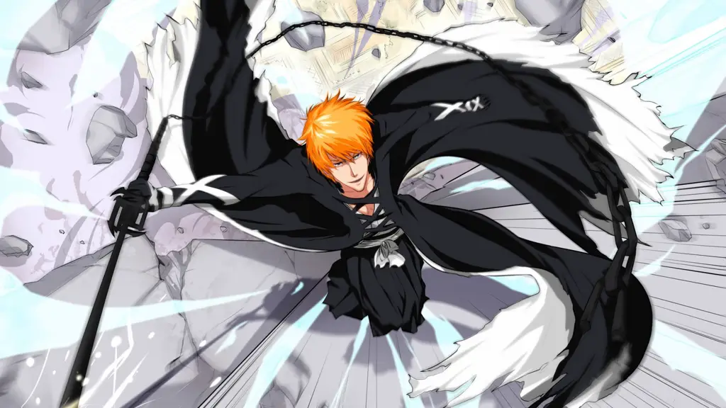 Seni digital wallpaper Bankai Ichigo Kurosaki yang memukau.