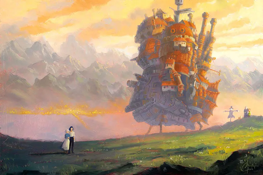 Ilustrasi karya seni Howl's Moving Castle