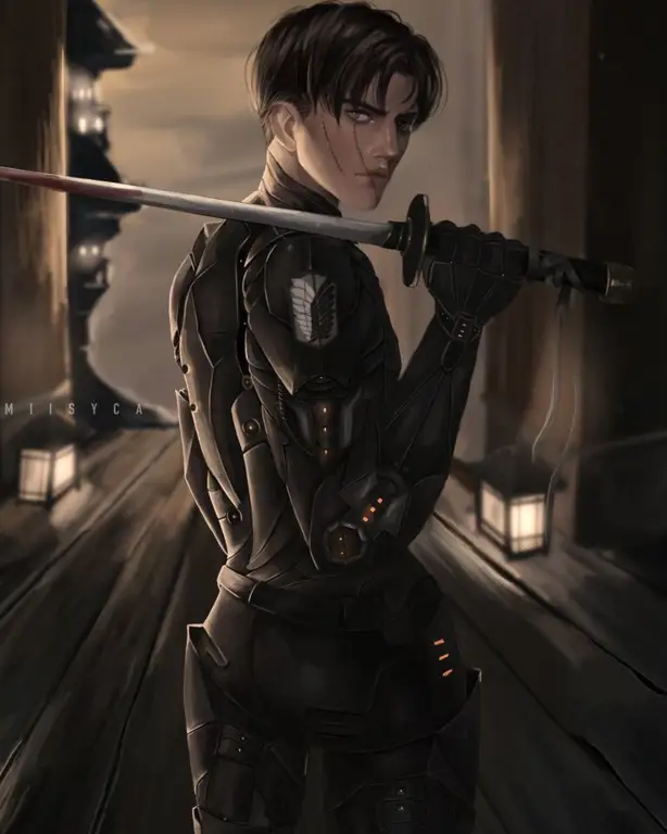 Karya seni penggemar Levi Ackerman Gambar fanart Levi Ackerman yang dibuat oleh penggemar