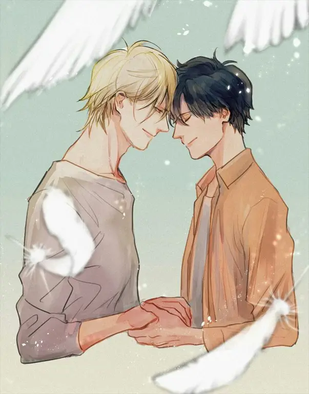 Gambar fanart Ash Lynx dan Eiji Okumura