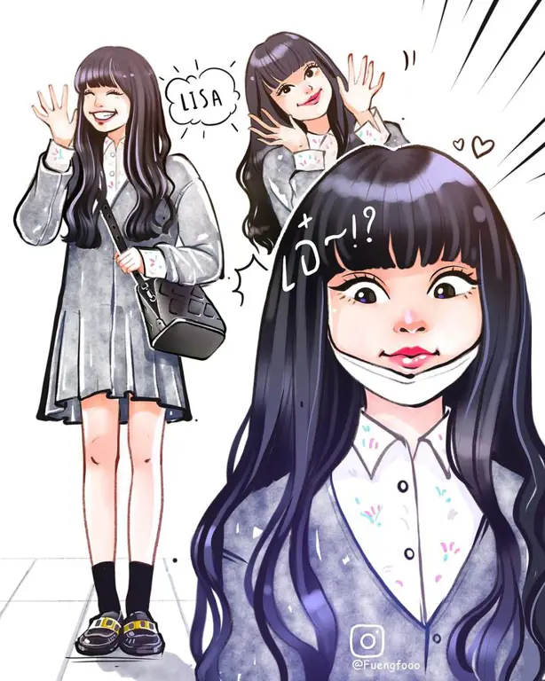 Gambar fan art Lisa dan Jungkook