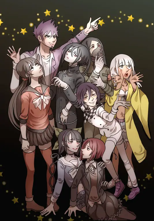 Gambar fanart penggemar yang menggambarkan anime Danganronpa V3