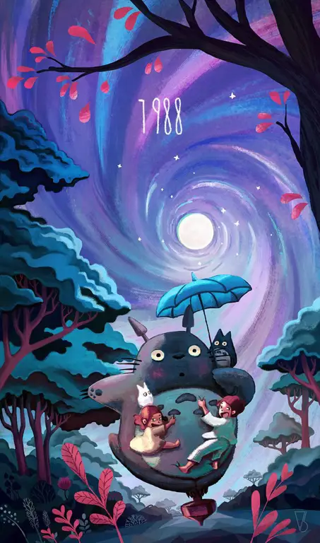 Ilustrasi Totoro dan teman-temannya dari Studio Ghibli