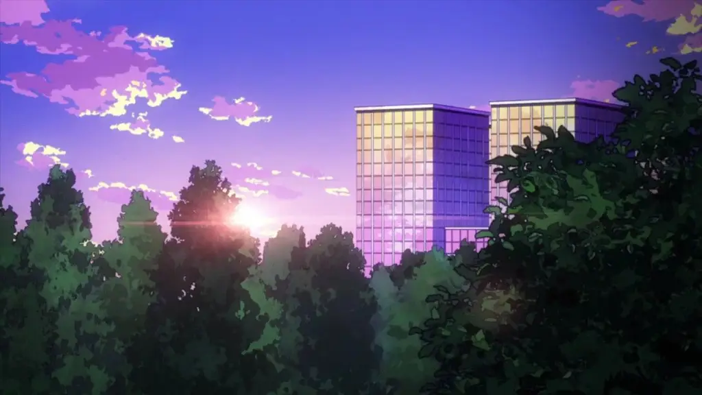 Karya seni yang menampilkan pemandangan indah dari dunia My Hero Academia Gambar karya seni pemandangan My Hero Academia