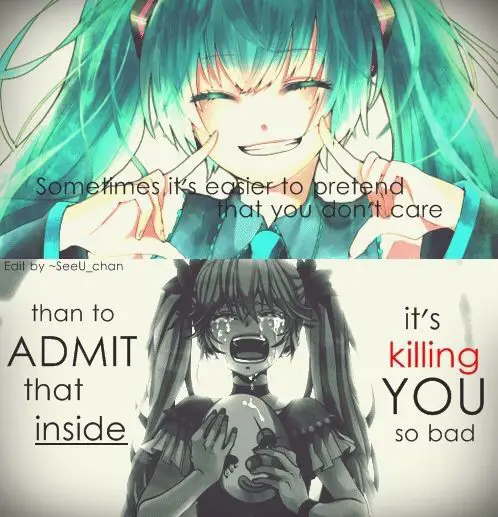 Kata-kata menyentuh dari karakter anime yang emosional Gambar gadis anime sedih dengan kutipan yang bermakna
