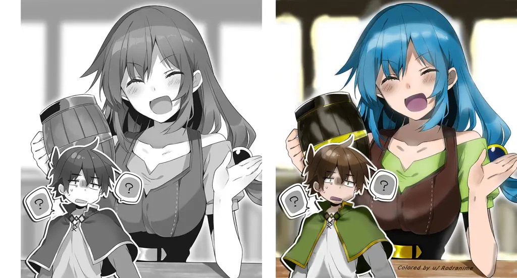 Gambar para karakter utama Konosuba