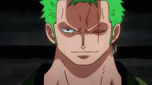 Gambar Zoro menggunakan pedangnya