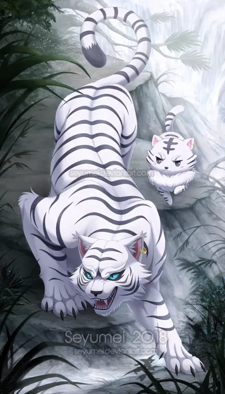 Harimau putih yang kuat dalam anime