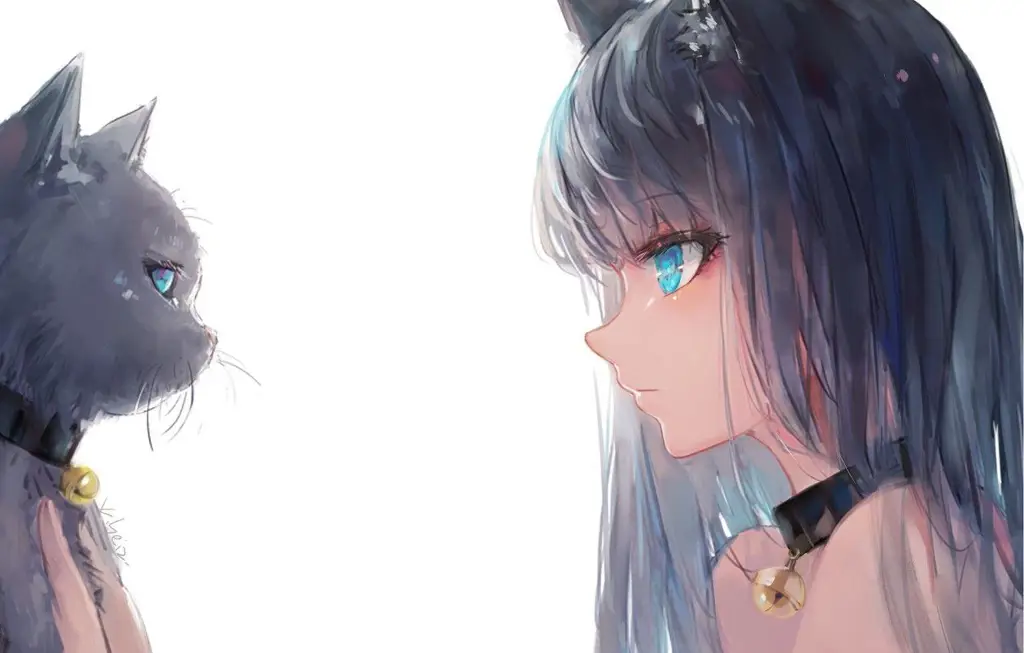 Gambar anime kucing putih yang cantik dan elegan