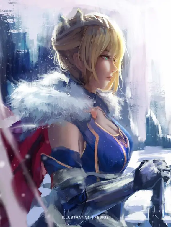 Ilustrasi Lancer Artoria Pendragon yang menawan