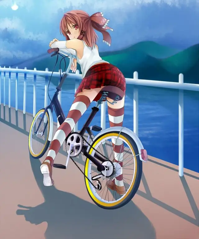 Karakter anime sedang bersepeda