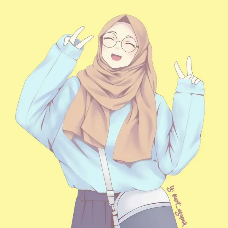 Ilustrasi gadis anime cantik berhijab