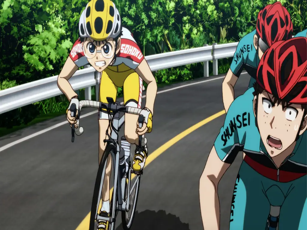 Adegan bersepeda dalam anime Yowamushi Pedal