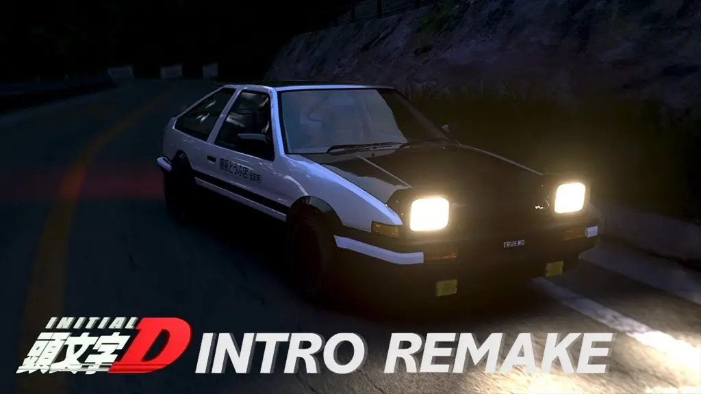 Gambar adegan balapan mobil di Initial D