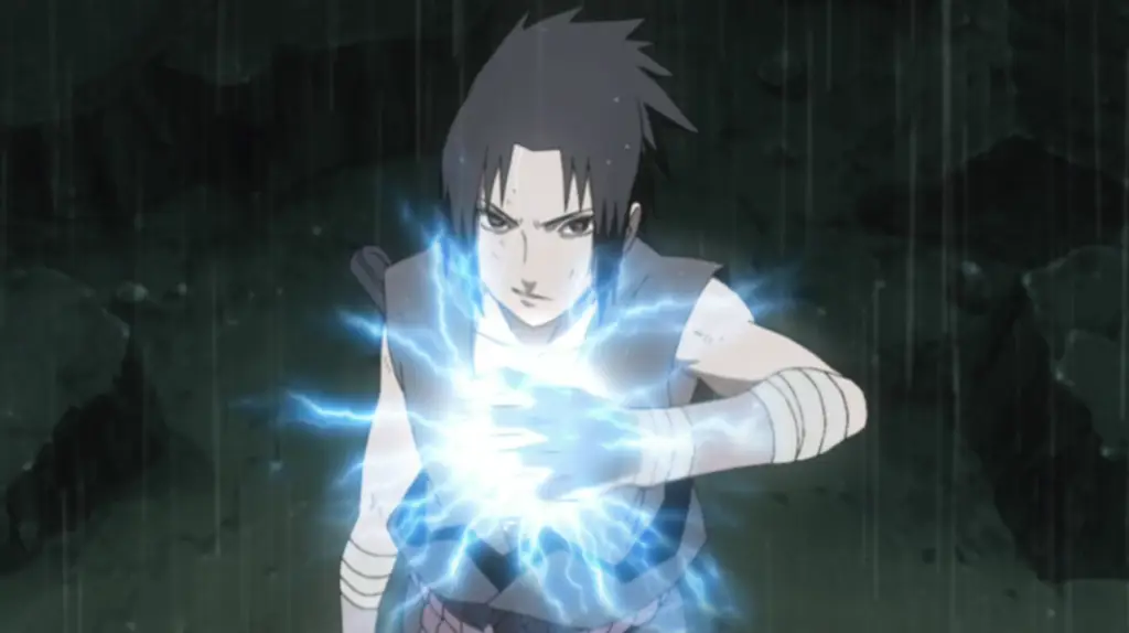 Sasuke menggunakan Chidori-nya