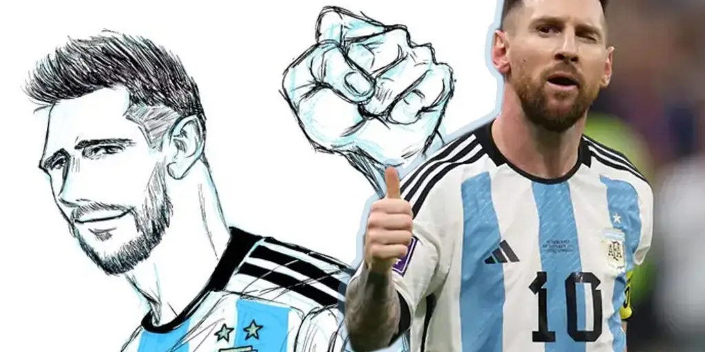 Ilustrasi Anime Messi sedang melakukan dribbling bola