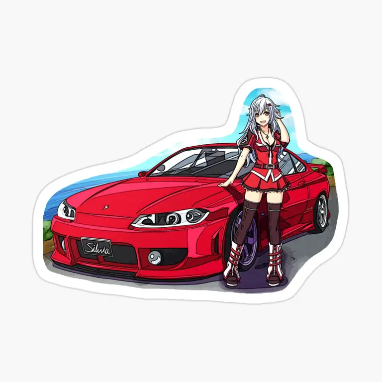 Ilustrasi balapan mobil dari anime