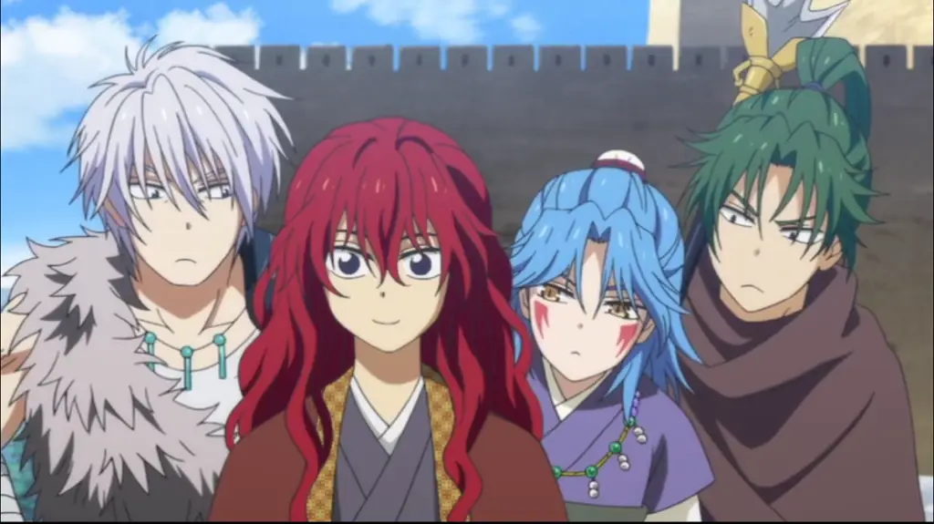 Gambar keempat naga pelindung dalam anime Akatsuki no Yona