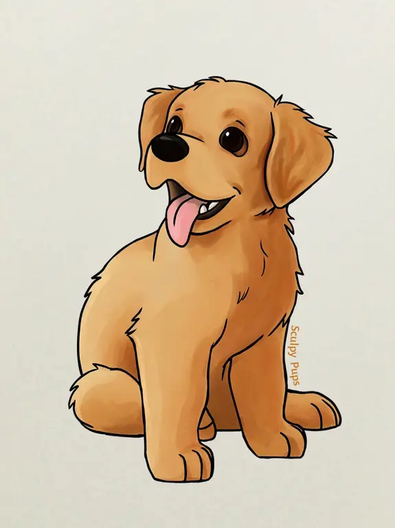 Gambar Golden Retriever anime yang lucu dan menggemaskan