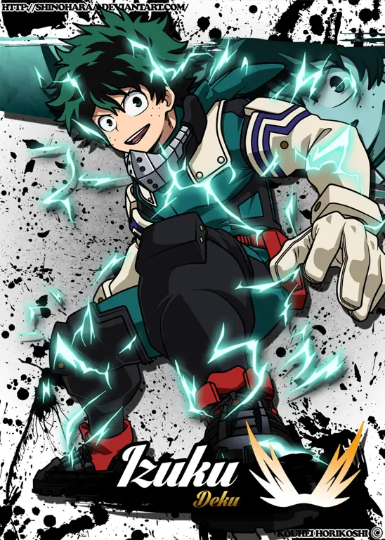 Gambar Izuku Midoriya berlatih keras