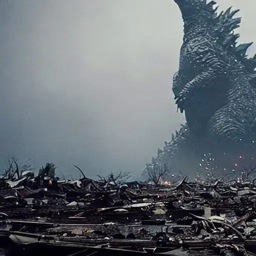 Kota yang hancur akibat serangan Godzilla